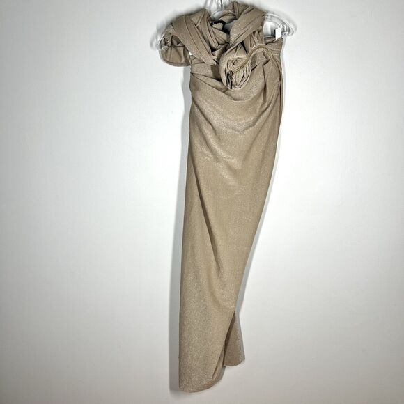 Bronx & Banco Sz L / 8 Cleopatra Cutout Maxi Dress in Sand Gold Shimmer - Picture 4 of 10